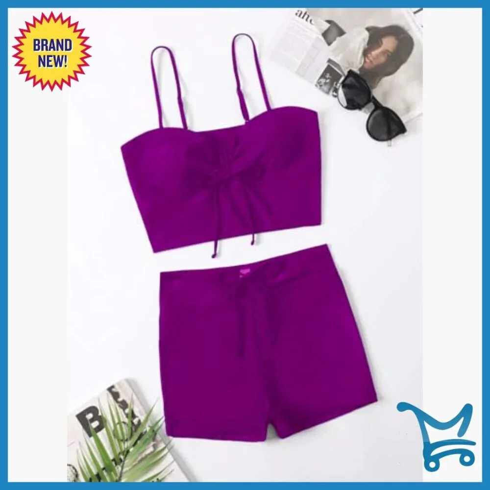 High Waisted Bikini Set with Removable Padding, Adjustable Straps